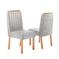 Kit 2 Cadeiras De Jantar Premium Imola Veludo Naturale E Cinza - 1