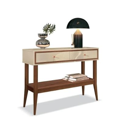 Aparador 2 Gavetas Bari Retro Mdp Off White E Cedro Natural 105cm