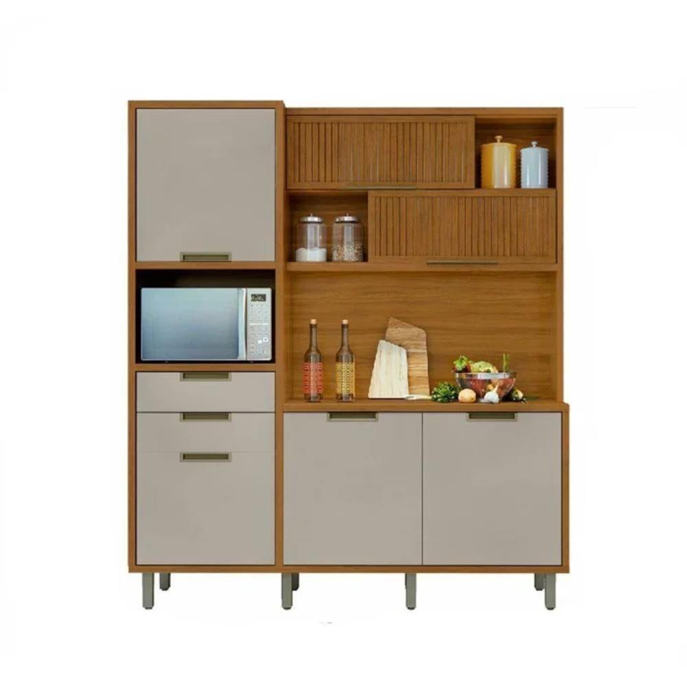 Cozinha Compacta 6 Portas 2 Gavetas Loft Imperatriz Freijó E Off White - 1