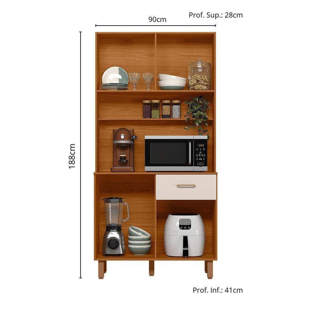 Cozinha Compacta 4 Portas 1 Gaveta New Izis Freijó E Off White - 2