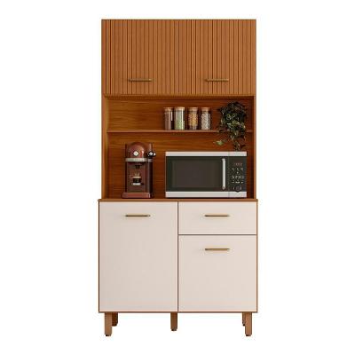 Cozinha Compacta Izis 4 Portas 1 Gaveta MDF 90cm Off White e Freijó