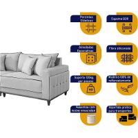 Sofá 3 Lugares Living Montes Claros Linho Bege 216cm