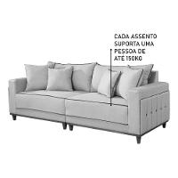 Sofá 3 Lugares Living Montes Claros Linho Bege 216cm - 5