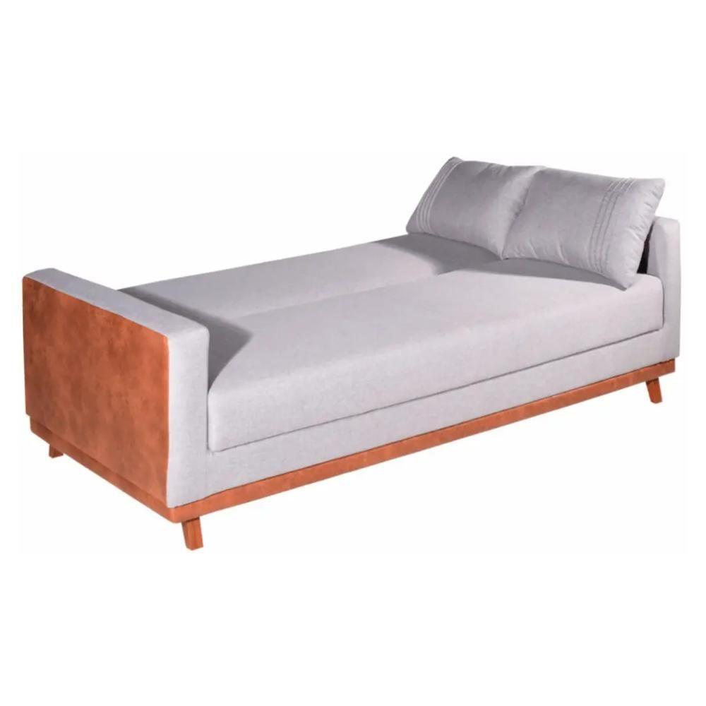 Sofá-cama 3 Lugares Reclinável Palacius Linho Cinza E Caramelo 210cm - 5