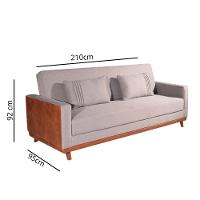 Sofá-cama 3 Lugares Reclinável Palacius Linho Cinza E Caramelo 210cm - 3