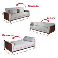 Sofá-cama 3 Lugares Reclinável Palacius Linho Cinza E Caramelo 210cm