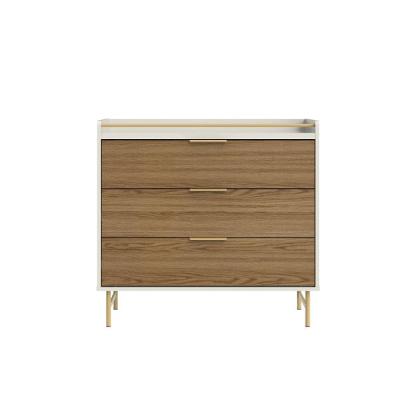 Cômoda Yves 3 Gavetas MDF com Puxador Plástico Off White e Freijo 90cm