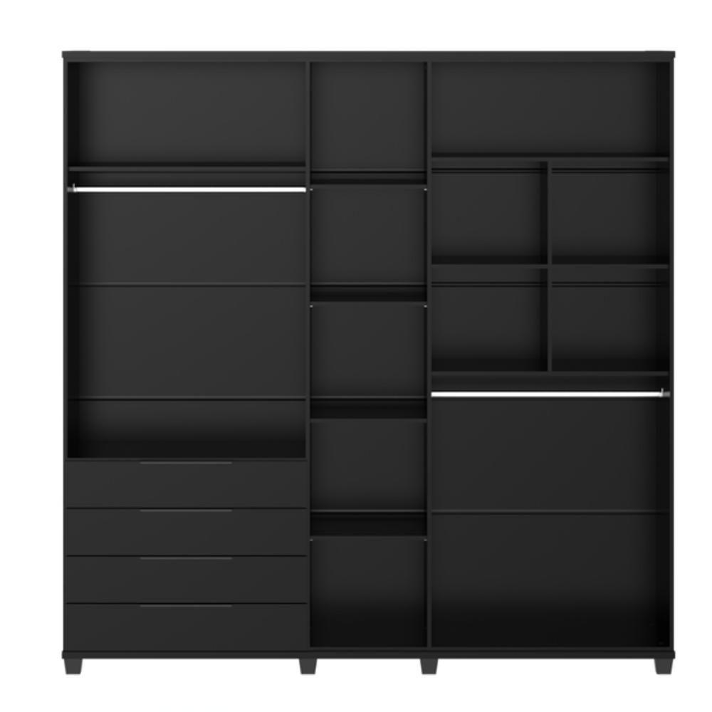 Guarda Roupa Casal 5 Portas 4 Gavetas Allen Preto Fosco - 6