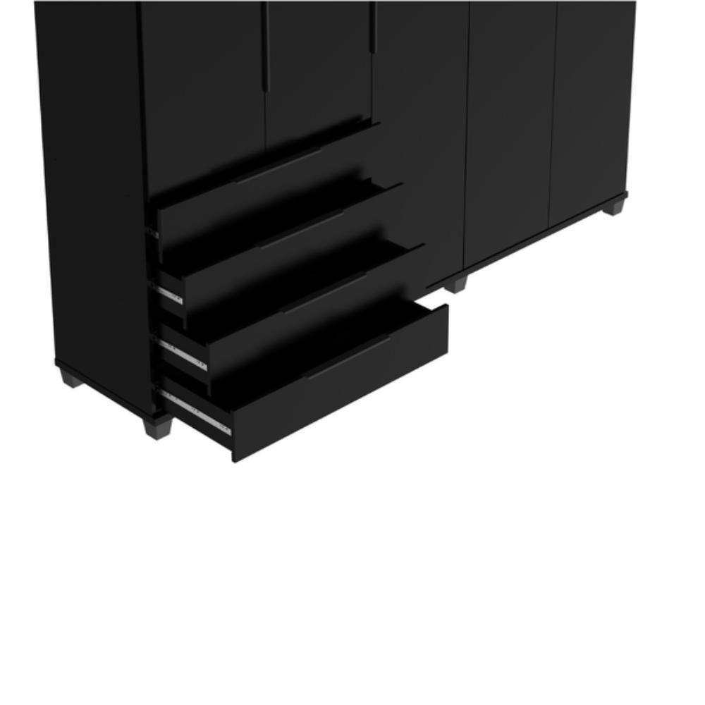 Guarda Roupa Casal 5 Portas 4 Gavetas Allen Preto Fosco - 7