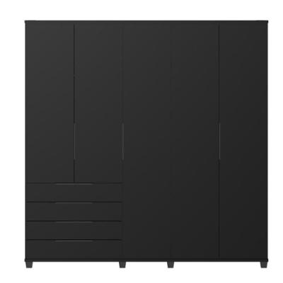 Guarda Roupa Casal Allen 5 Portas Bater 4 Gavetas Preto Fosco MDF