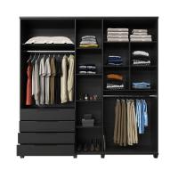 Guarda Roupa Casal 5 Portas 4 Gavetas Allen Preto Fosco - 5