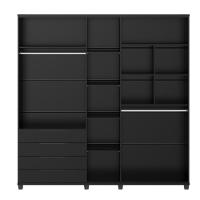 Guarda Roupa Casal 5 Portas 4 Gavetas Allen Preto Fosco - 6