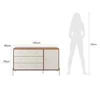 Cômoda 3 Gavetas 1 Porta Jasper Off White E Canella 138cm - 5
