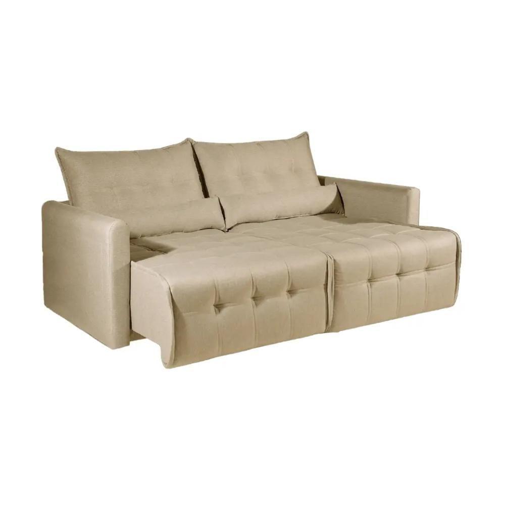 Sofá-cama 3 Lugares Retrátil Império Linho Bege 215cm - 1