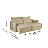 Sofá-cama 3 Lugares Retrátil Império Linho Bege 215cm - 2