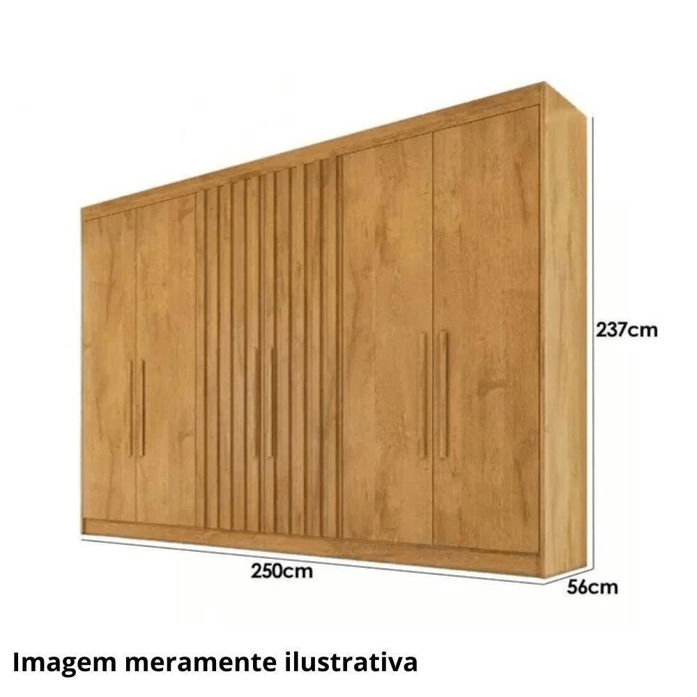 Guarda Roupa Casal 6 Portas 6 Gavetas Potente Ripado Peroba E Off White - 7