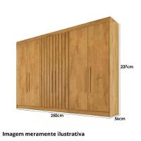 Guarda Roupa Casal 6 Portas 6 Gavetas Potente Ripado Peroba E Off White - 7
