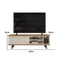 Rack Bistrol 1 Porta Com Painel Para Tv Ate 50 Polegadas Pratic Freijó E Off White 143cm
