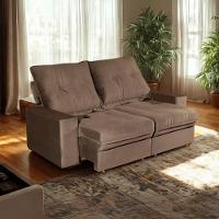 Sofá 3 Lugares Retrátil E Reclinável Nivus Veludo Marrom 180cm - 3