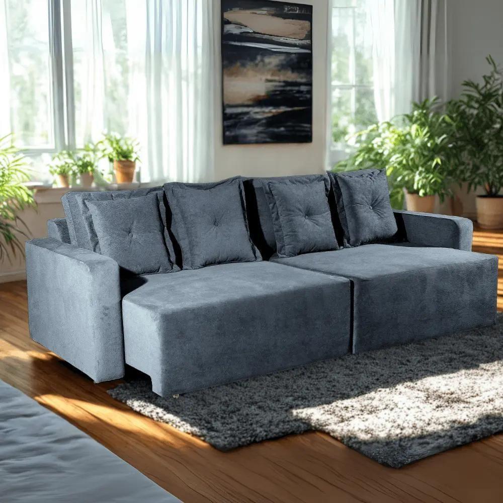 Sofá 5 Lugares Retrátil Fênix Linho Cinza 270cm - 3