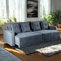 Sofá 5 Lugares Retrátil Fênix Linho Cinza 270cm - 3