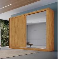 Guarda Roupa Casal Com Espelho 2 Portas 4 Gavetas Creta Off White E Peroba - 3