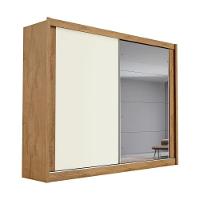 Guarda Roupa Casal Com Espelho 2 Portas 4 Gavetas Creta Off White E Peroba - 5