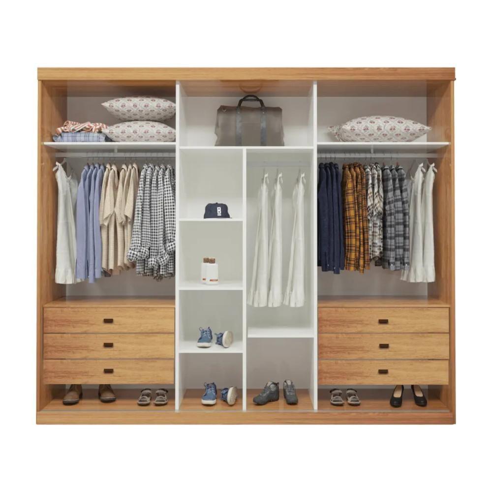 Guarda Roupa Casal 6 Portas 6 Gavetas Nilópolis Naturale E Off White - 2
