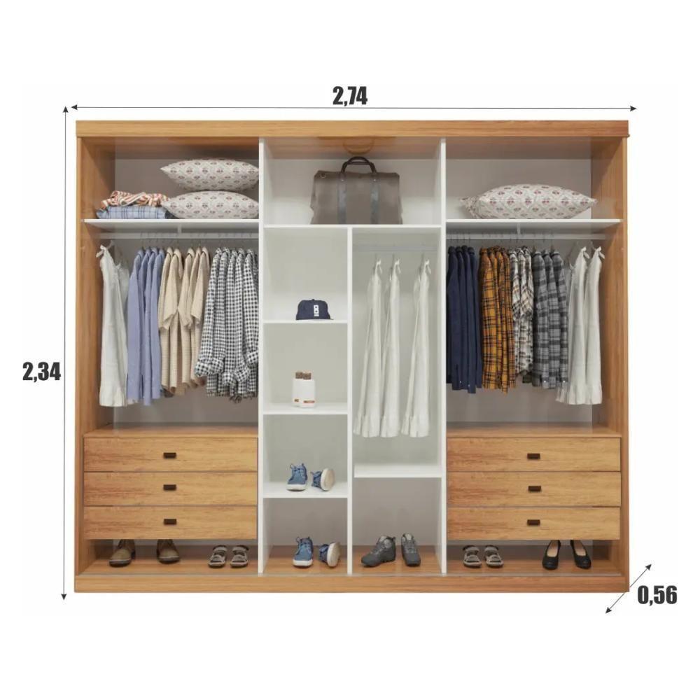 Guarda Roupa Casal 6 Portas 6 Gavetas Nilópolis Naturale E Off White - 4