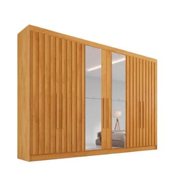 Guarda Roupa Casal Com Espelho 6 Portas 6 Gavetas Potente Ripado Peroba