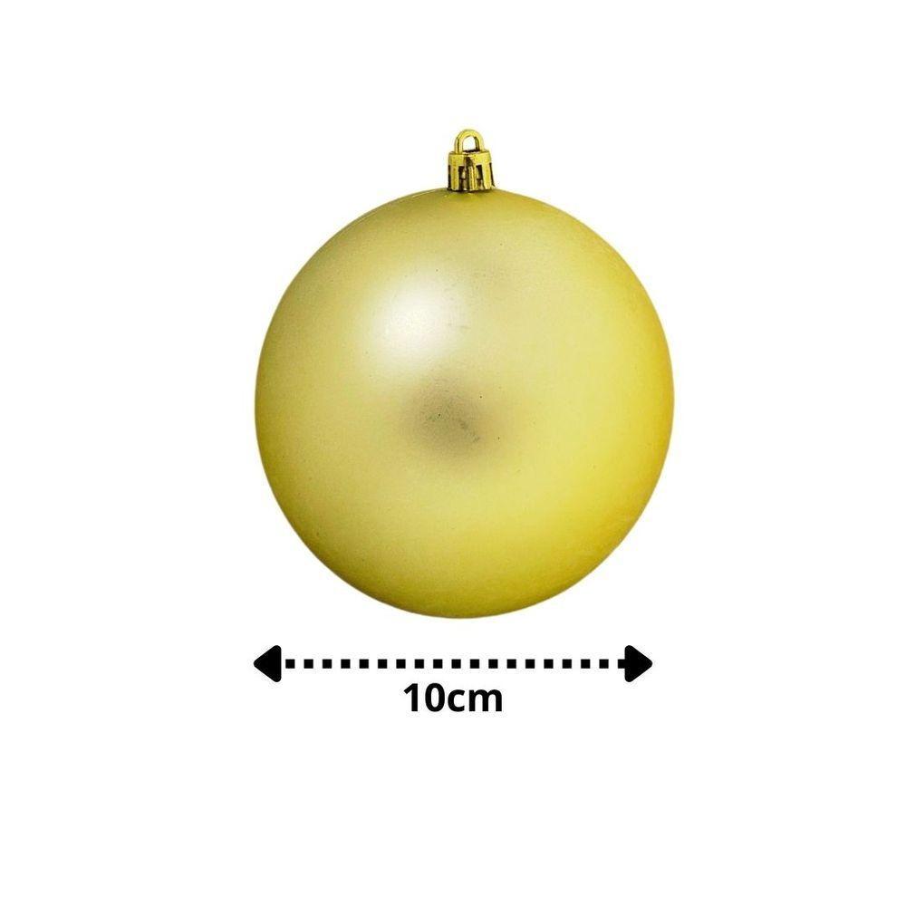 Jogo 6 Bolas Natal Dourada Mistas Glitter, Fosca E Lisa Grande 10cm - Bela Flor - 4