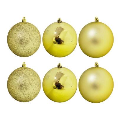 Jogo 6 Bolas Natal Dourada Mistas Glitter, Fosca E Lisa Grande 10cm - Bela Flor