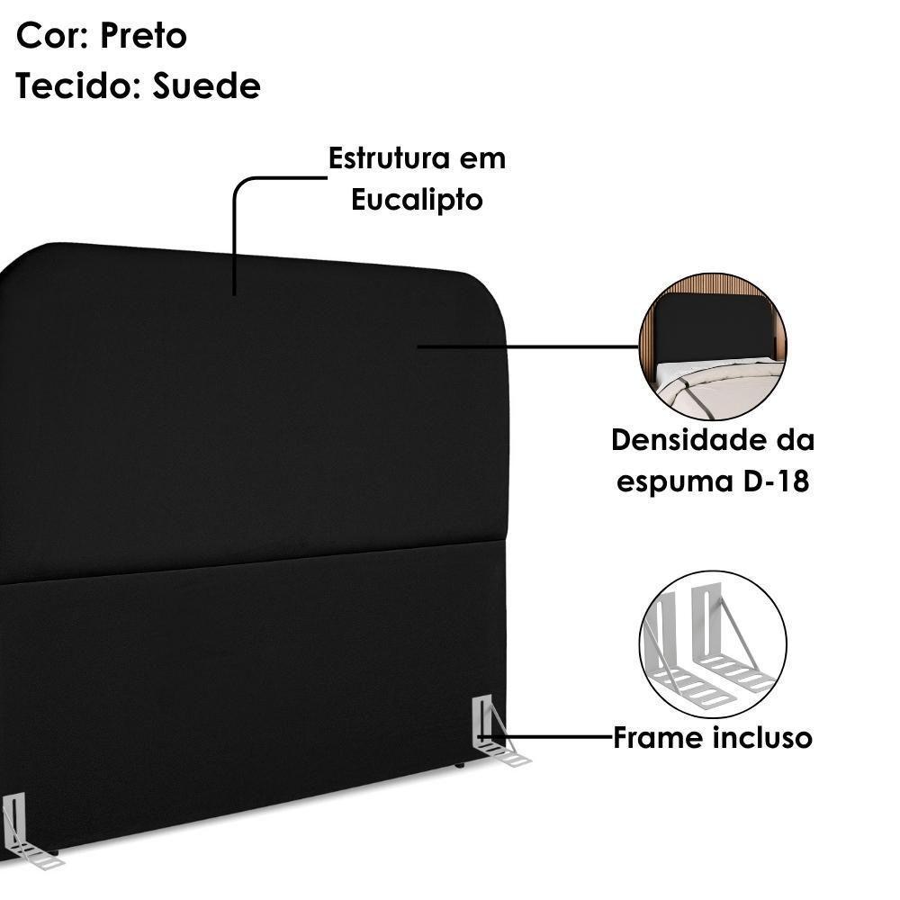 Cabeceira Queen 160 Cm Com Frame Alana Suede Preto Artte Preto - 4