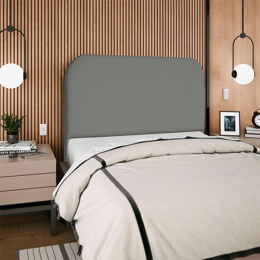Cabeceira Queen 160 Cm Com Frame Alana Suede Cinza Artte Cinza - 8