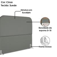 Cabeceira Queen 160 Cm Com Frame Alana Suede Cinza Artte Cinza