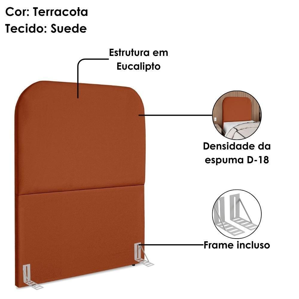 Cabeceira Solteiro 100 Cm Com Frame Alana Suede Terracota Artte Terracota - 4