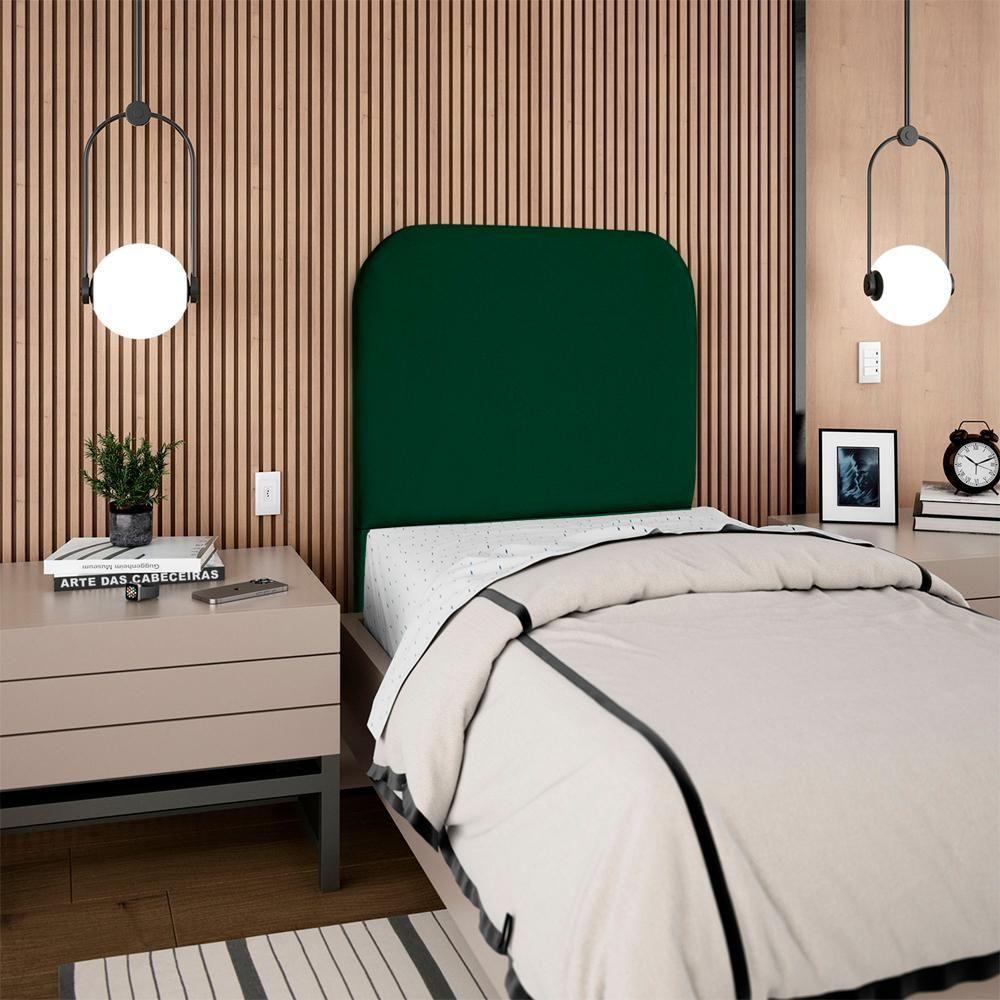 Cabeceira Solteiro 100 Cm Com Frame Alana Suede Verde Artte Verde - 3