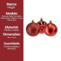 Conjunto 6 Bolas De Natal Vermelho Prime Texturas Mistas 5cm Glitter, Brilho E Fosca - 6