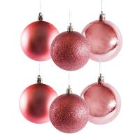 Conjunto 6 Bolas De Natal Grande Rosê Prime Texturas Mistas 10cm Glitter, Brilho E Fosca - 1