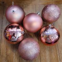 Conjunto 6 Bolas De Natal Grande Rosê Prime Texturas Mistas 10cm Glitter, Brilho E Fosca - 2