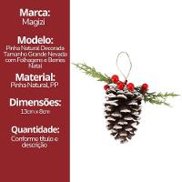 Kit 3 Pinhas Natural Enfeite Nevado Decorado Folhagens E Berries Natal 10cm - Magizi - 7