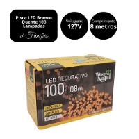 Pisca Led Branco Quente Sequencial 100 Lâmpadas 8 Funções Fio Verde 8 Metros 127v - 5