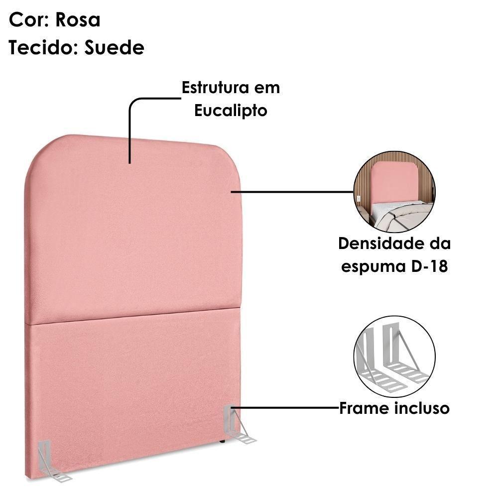 Cabeceira Solteiro 100 Cm Com Frame Alana Suede Rosa Artte Rosa - 4