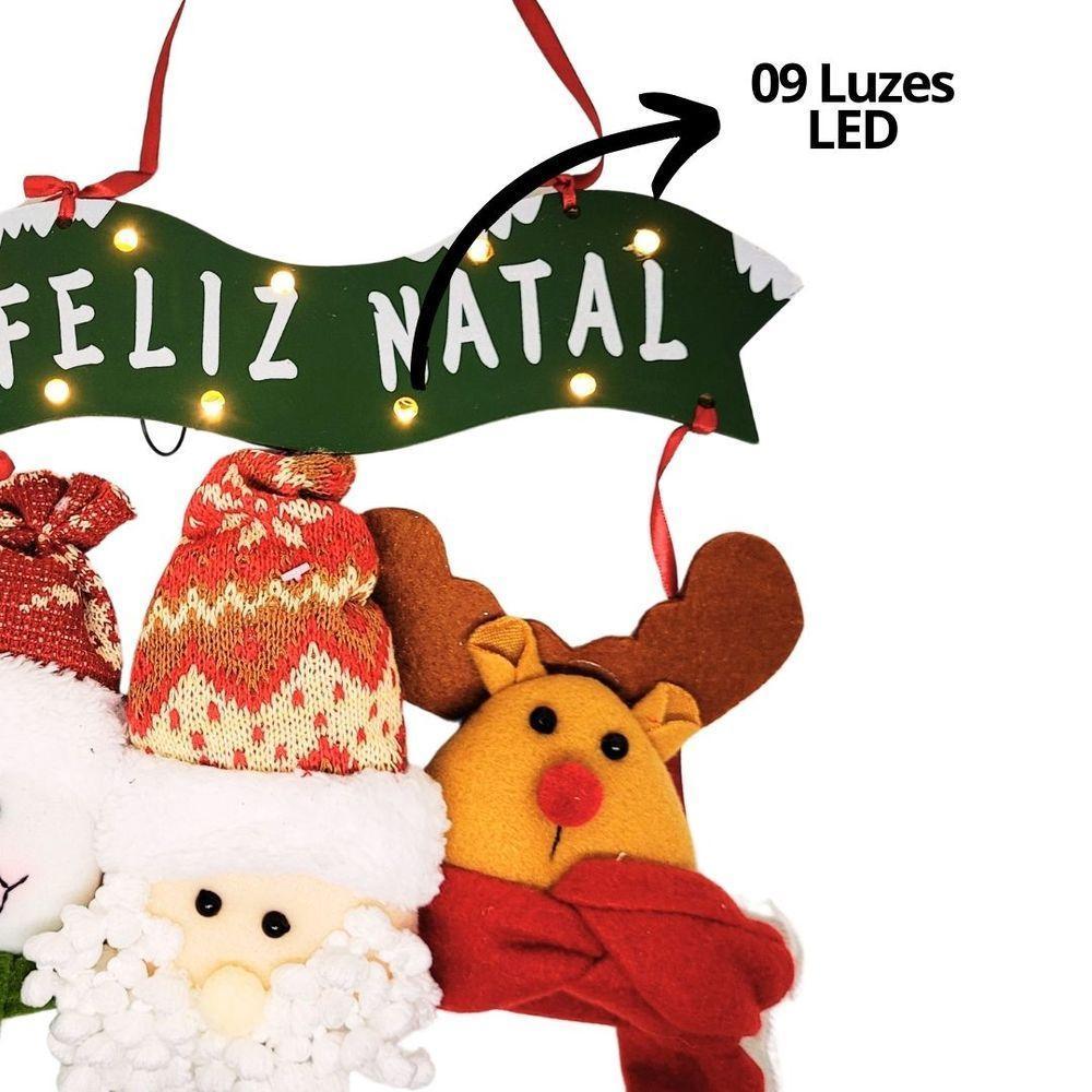 Guirlanda Decorada 50cm Placa Iluminada Led Trio Pelúcia Feliz Natal - Master Christmas - 9