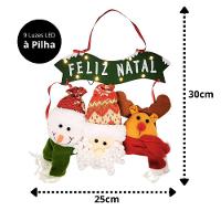 Guirlanda Decorada 50cm Placa Iluminada Led Trio Pelúcia Feliz Natal - Master Christmas - 7