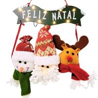 Guirlanda Decorada 50cm Placa Iluminada Led Trio Pelúcia Feliz Natal - Master Christmas - 8