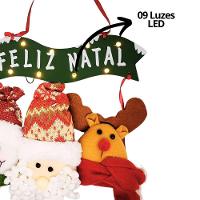 Guirlanda Decorada 50cm Placa Iluminada Led Trio Pelúcia Feliz Natal - Master Christmas - 9