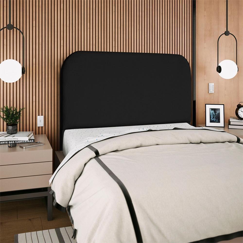 Cabeceira Casal 140 Cm Com Frame Alana Suede Preto Artte Preto - 8
