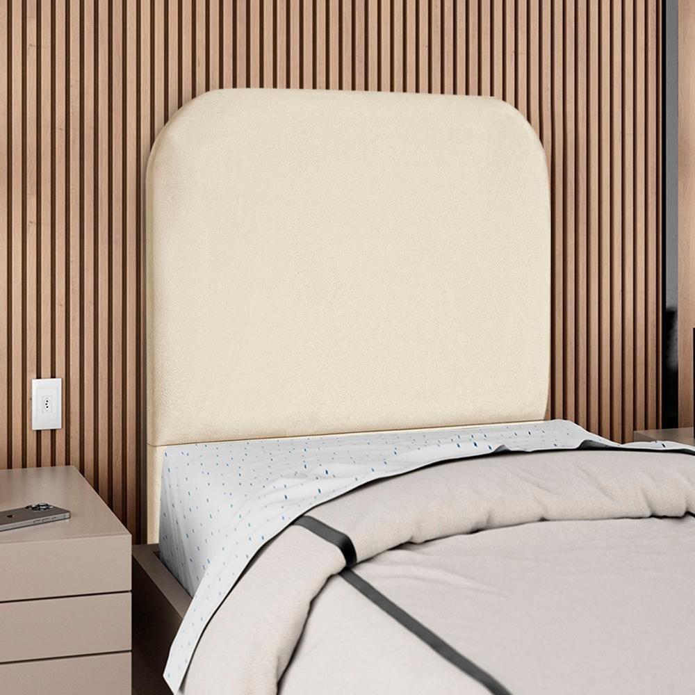 Cabeceira Solteiro 100 Cm Com Frame Alana Suede Bege Artte Bege - 2
