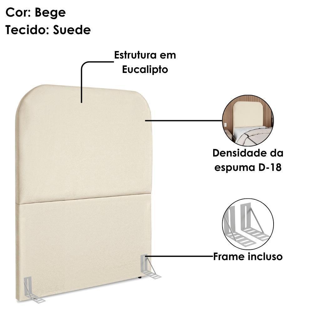 Cabeceira Solteiro 100 Cm Com Frame Alana Suede Bege Artte Bege - 4